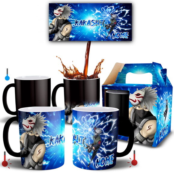 Caneca Mágica Kakashi com Nome + Caixinha
