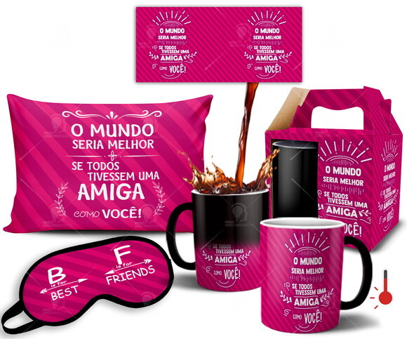 Caneca Mágica Kit personalizado Amizade amigas Best Friends