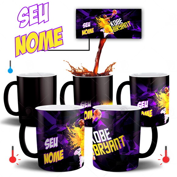 Caneca Mágica Kobe Bryant Lakers Personalize com seu Nome