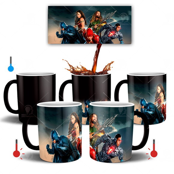Caneca Mágica Liga da Justiça + Caixinha - Mod 002