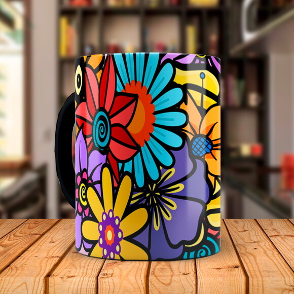 Caneca Mágica Mãe Te Amo Florida com Nome Personalizado