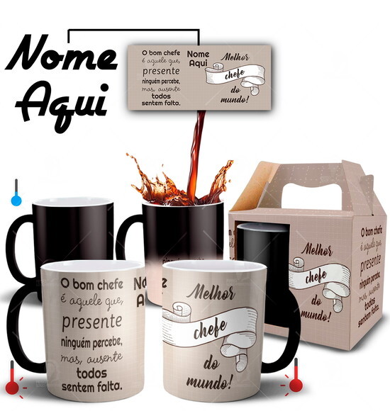 Caneca Mágica Melhor Chefe do Mundo com Nome Personalizado