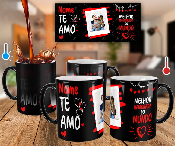Caneca Mágica Melhor Namorada do Mundo com Foto e Nome