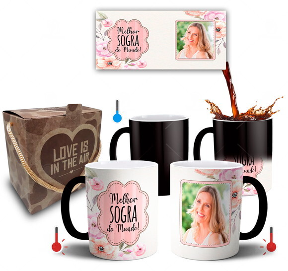 Caneca Mágica Melhor Sogra do Mundo com Foto + Caixinha