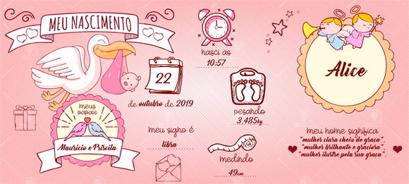 Caneca Mágica Meu Nascimento Bebê Menina + Caixinha