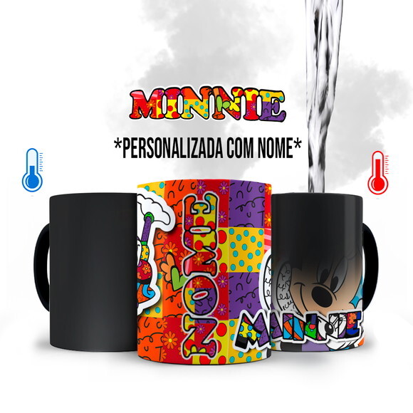 Caneca Mágica Minnie + Kit Personalizado com Nome