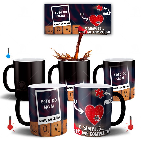 Caneca Mágica Namorados Casal Noivos Com Foto