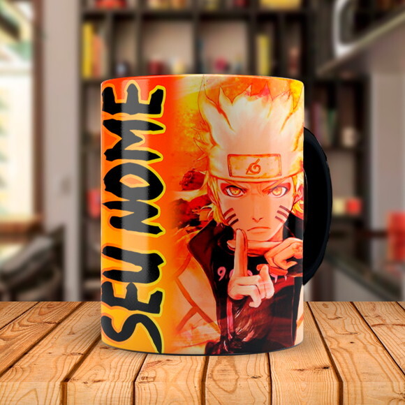 Caneca Mágica Naruto e Kurama com Nome Personalizado