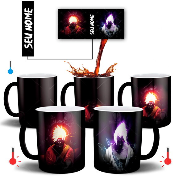 Caneca Magica Naruto e Sasuke Personalize com seu Nome