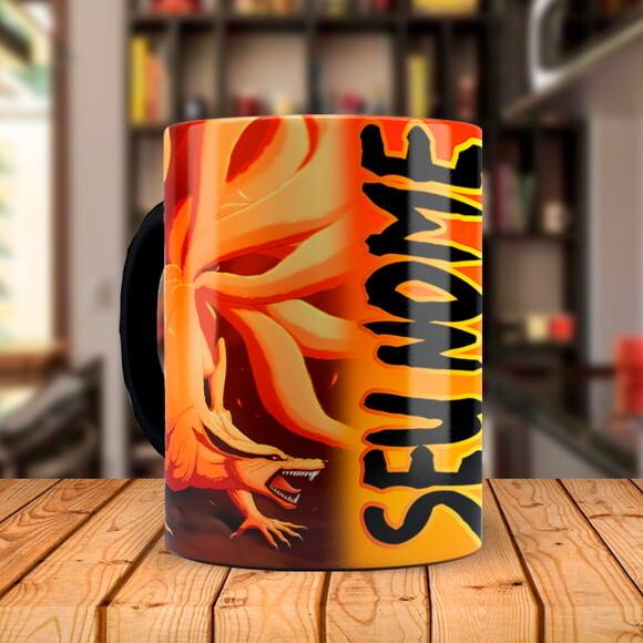 Caneca Mágica Naruto e Kurama com Nome Personalizado