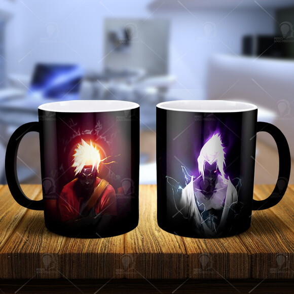 Caneca Magica Naruto e Sasuke Personalize com seu Nome