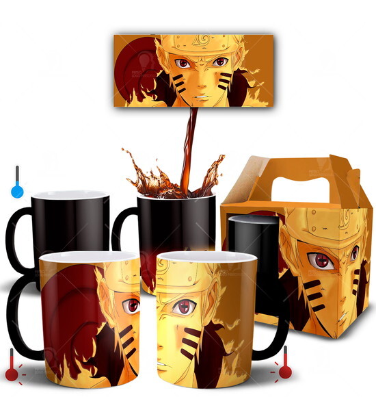 Caneca Mágica Naruto Modo Kurama + Caixinha