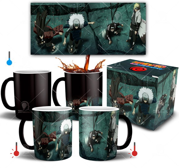 Caneca Mágica Naruto Shippuden 4 Hokages + Caixinha