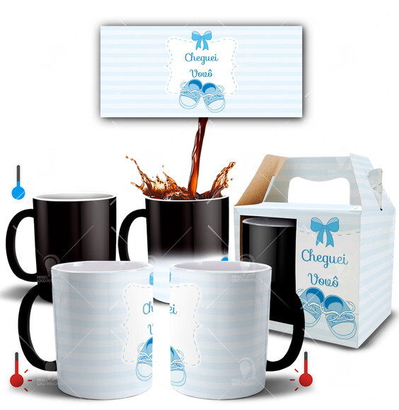 Caneca Mágica Nascimento Bebê presente Vovô + Caixinha Mod02