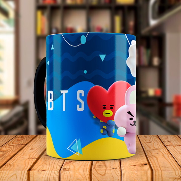 Caneca Mágica Personalizada Bts Bt21 Mascotes com Nome