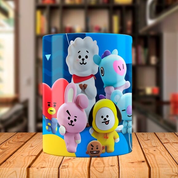 Caneca Mágica Personalizada Bts Bt21 Mascotes com Nome