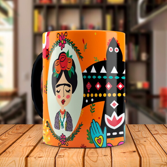 Caneca Mágica Personalizada Frida Kahlo Pintura com Nome