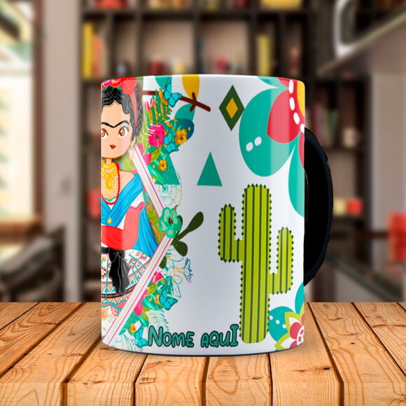 Caneca Mágica Personalizada Frida Kahlo Autoretrato com Nome