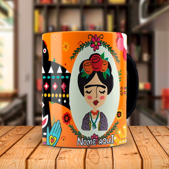 Caneca Mágica Personalizada Frida Kahlo Pintura com Nome