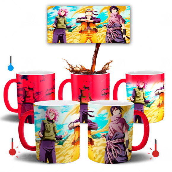Caneca Mágica Personalizada Naruto Sasuke Sakura