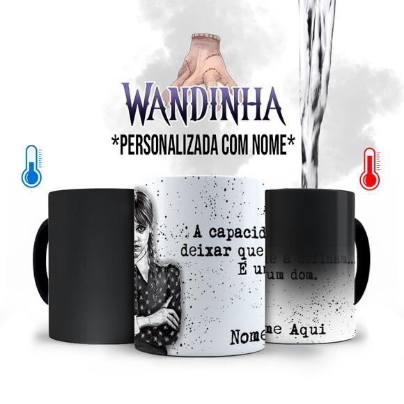 Caneca Mágica Personalizada Série Wandinha com Nome