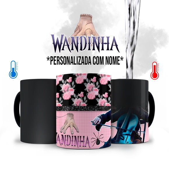 Caneca Mágica Personalizada Série Wandinha com Nome