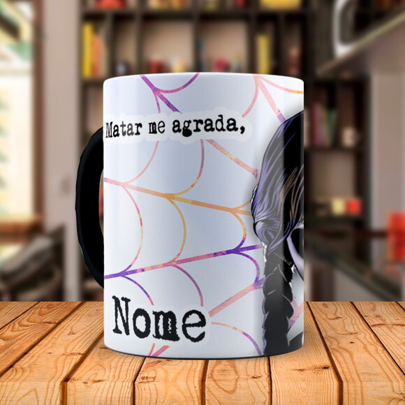 Caneca Mágica Personalizada Série Wandinha com Nome