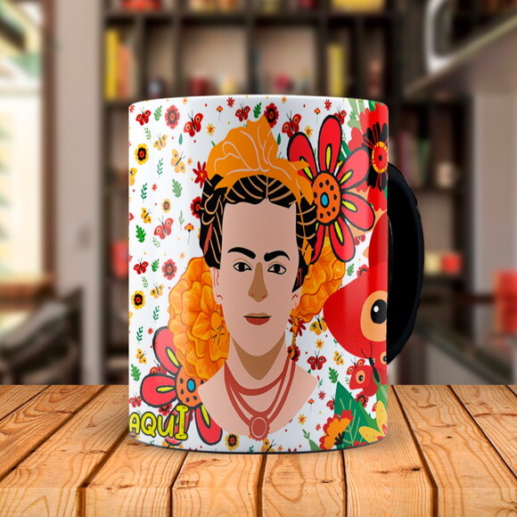 Caneca Mágica Pintora Frida Kahlo com Nome Personalizada