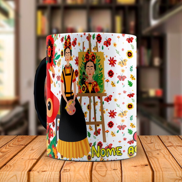Caneca Mágica Pintora Frida Kahlo com Nome Personalizada