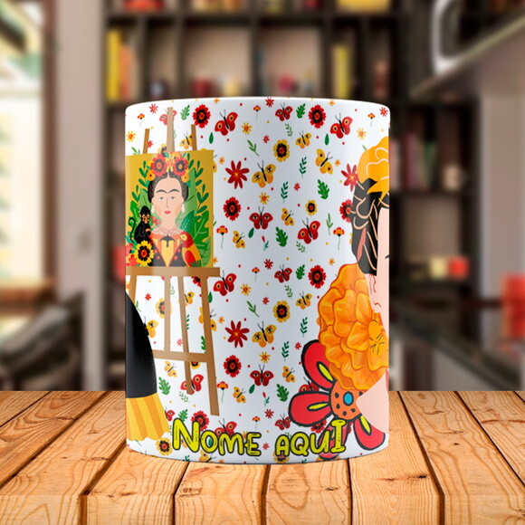 Caneca Mágica Pintora Frida Kahlo com Nome Personalizada