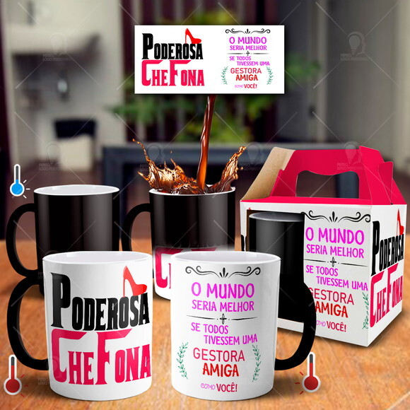 Caneca Mágica Poderosa Chefona + Caixinha Personalizada