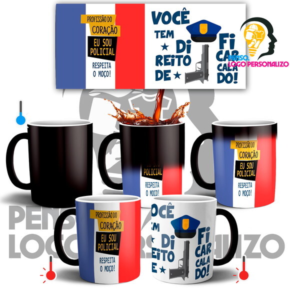 Caneca Mágica Policial profissão personalizada com Nome