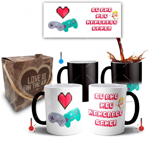 Caneca Mágica Presente de Namoro Eu Amo Meu Namorado Gamer