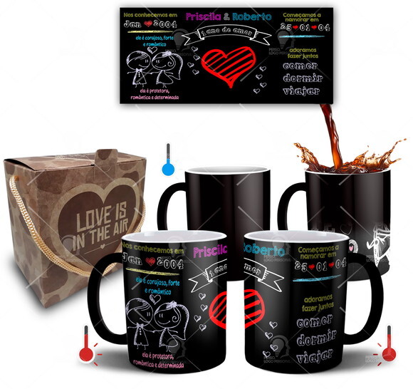 Caneca Mágica Presente de Namoro Noivos Casamento + Caixinha
