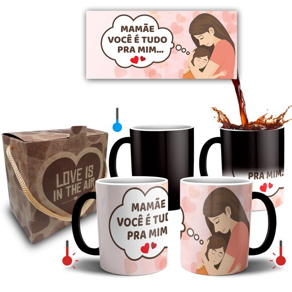 Caneca Mágica Presente Mãe Carinho + Caixa - Mod 025