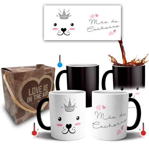 Caneca Mágica Presente Mãe de Cachorro Pet + Caixa - mod 040