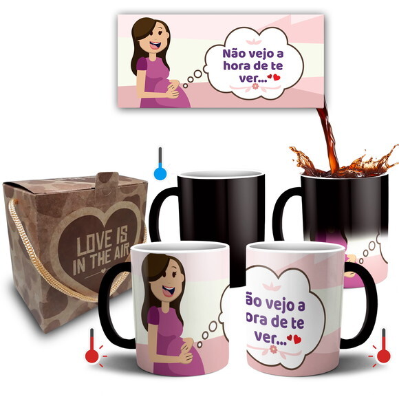 Caneca Mágica Presente Mãe Grávida + Caixa - Mod 017