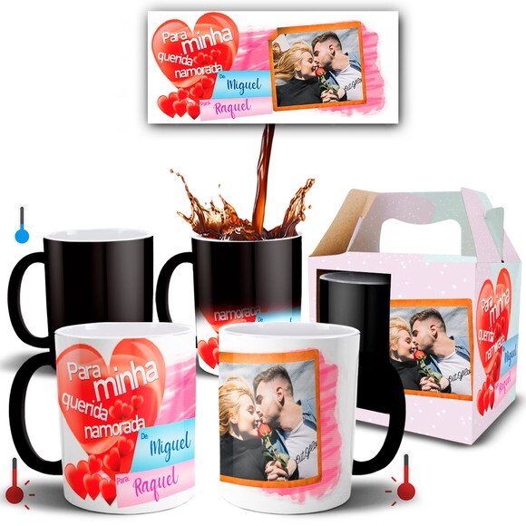 Caneca Mágica Presente Namorada com Nomes e Foto