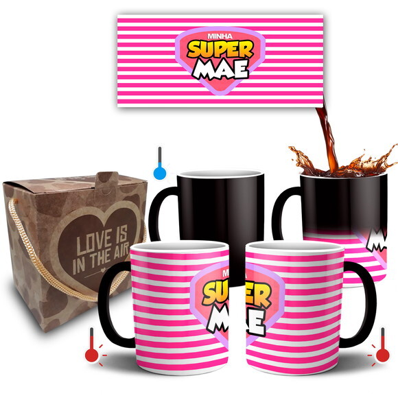 Caneca Mágica Presente Super Mãe + Caixa - Mod 044