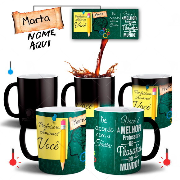 Caneca Mágica Professor de Filosofia com Nome Personalizado