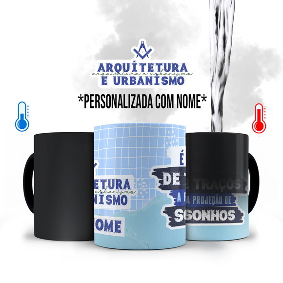 Caneca Mágica Profissão Arquitetura e Urbanismo com Nome
