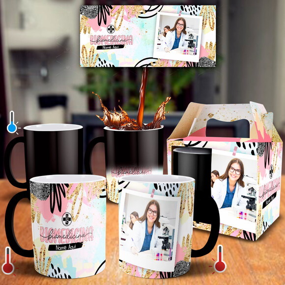 Caneca Mágica Profissão Biomedicina com Nome e Foto