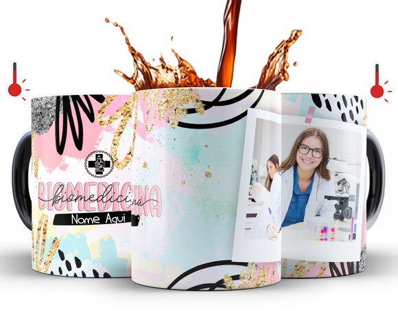 Caneca Mágica Profissão Biomedicina com Nome e Foto