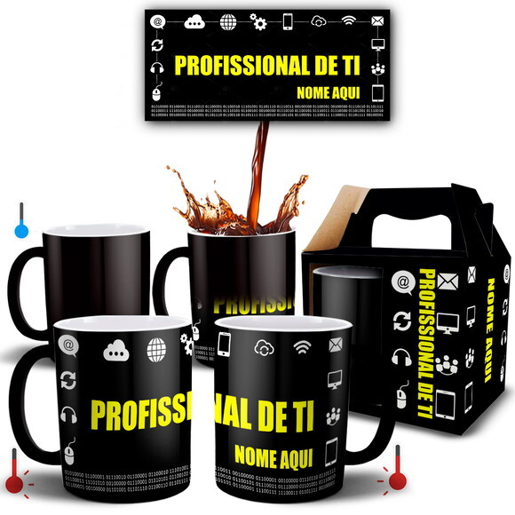 Caneca Mágica Profissional TI com Nome + Caixinha