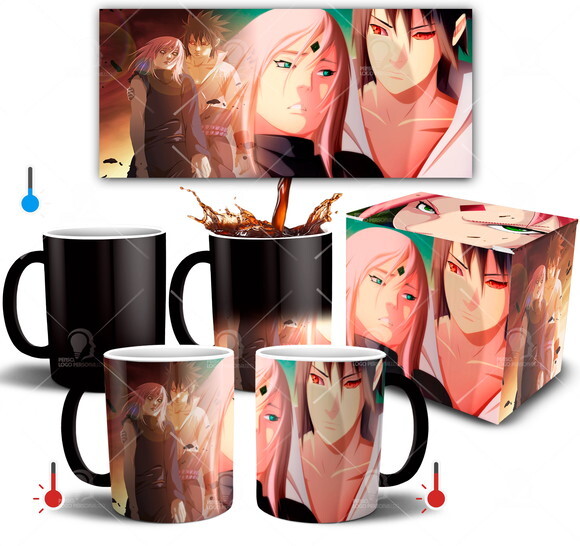 Caneca Mágica Sasuke e Sakura Love - Naruto Shippuden