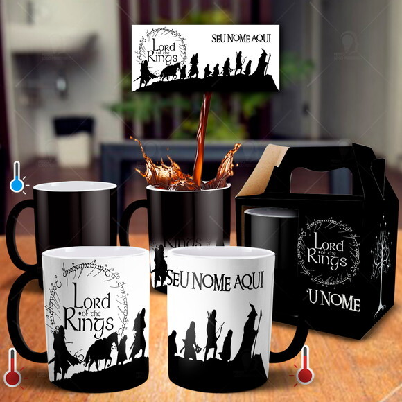 Caneca Mágica Senhor Dos Anéis Personalize com Seu Nome