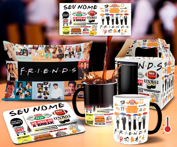 Caneca Mágica Série Friends + KIT Personalizado com Nome