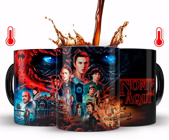 Caneca Mágica Série Stranger Things 4 temporada com seu Nome