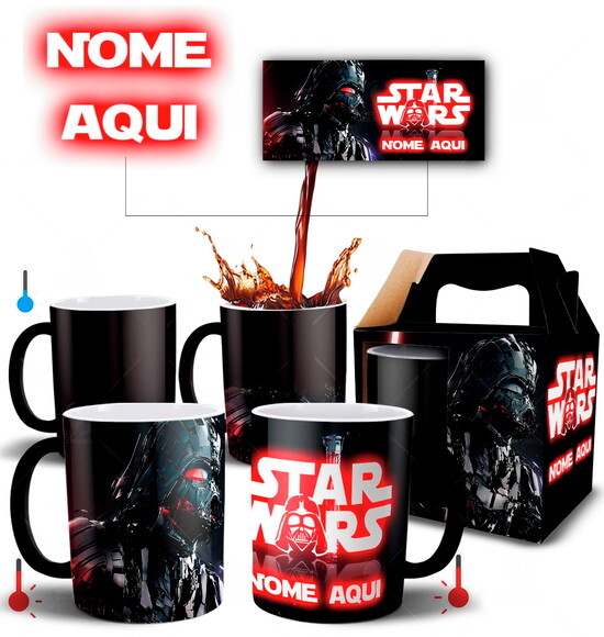 Caneca Mágica Star Wars Darth Vader com Nome Personalizado