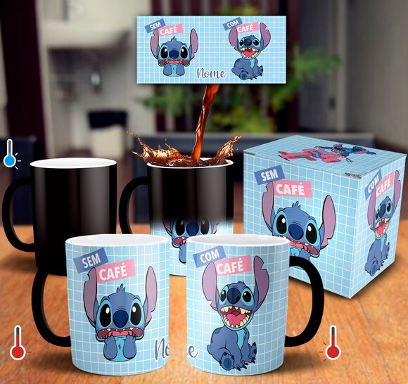 Caneca Mágica Stitch com Café Sem Café com Nome